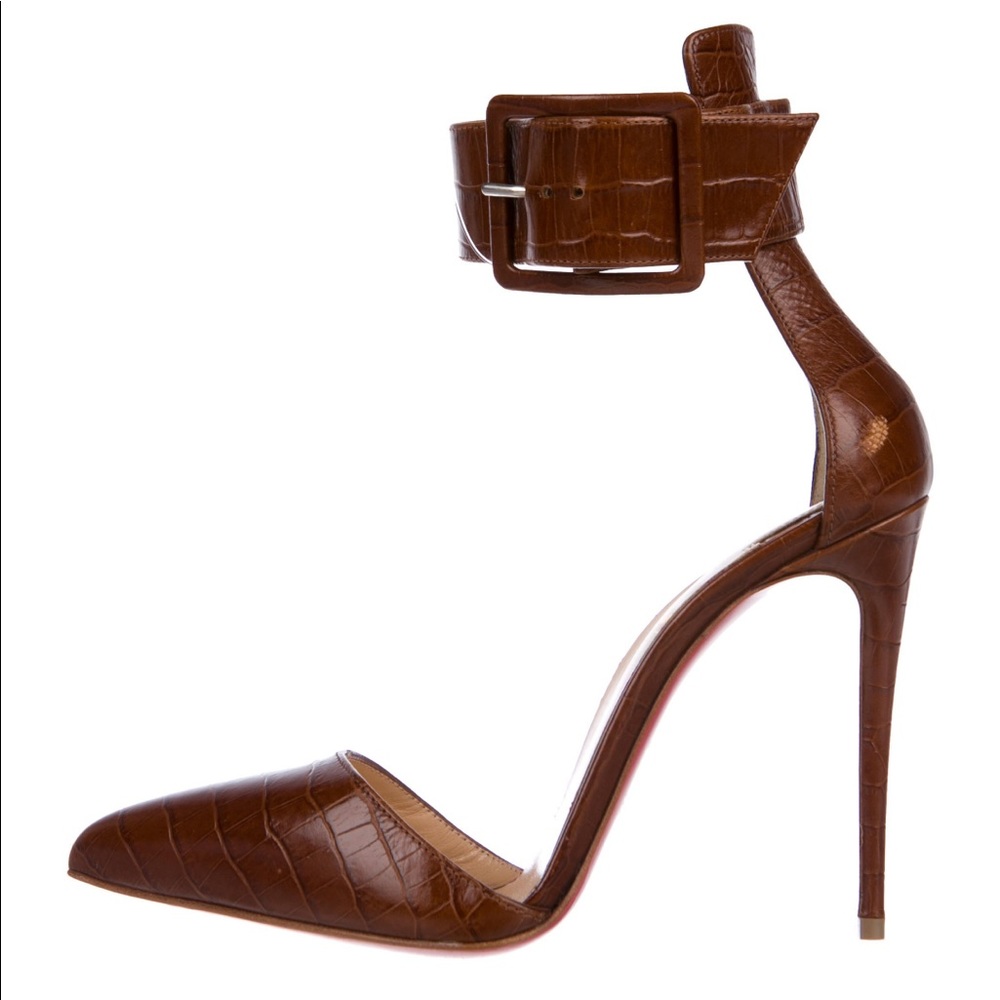 Christian Louboutin Leather Ankle Strap Pumps